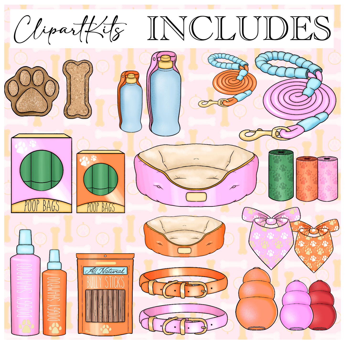 Dog Mom - PINK Colorway | Complete Clipart Set