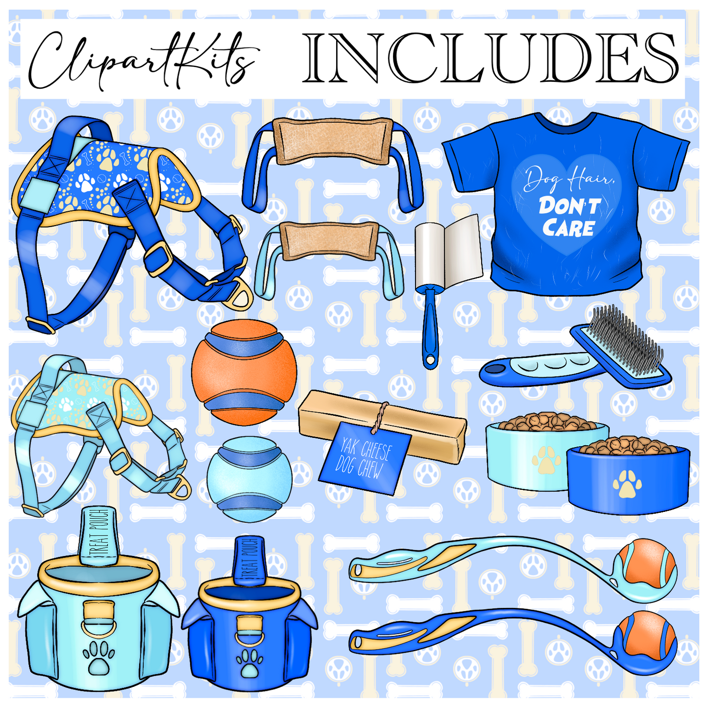 Dog Mom - BLUE Colorway | Complete Clipart Set