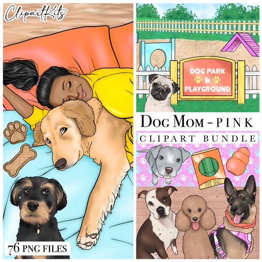 Dog Mom - PINK Colorway | Complete Clipart Set