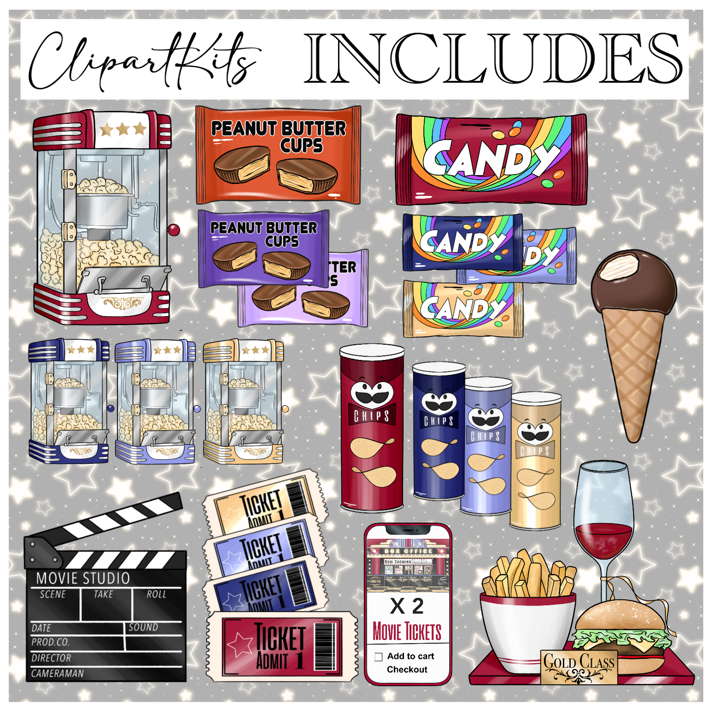 Cinema Date | Complete Clipart Set