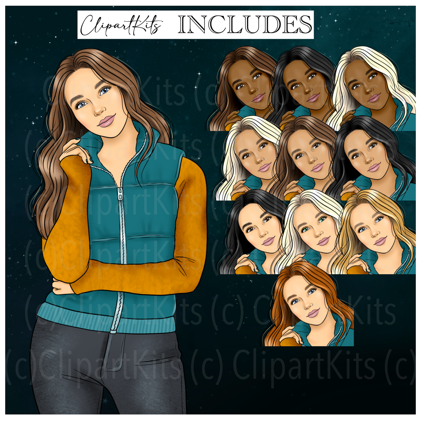 Starry Night Stargazing | Complete Clipart Set