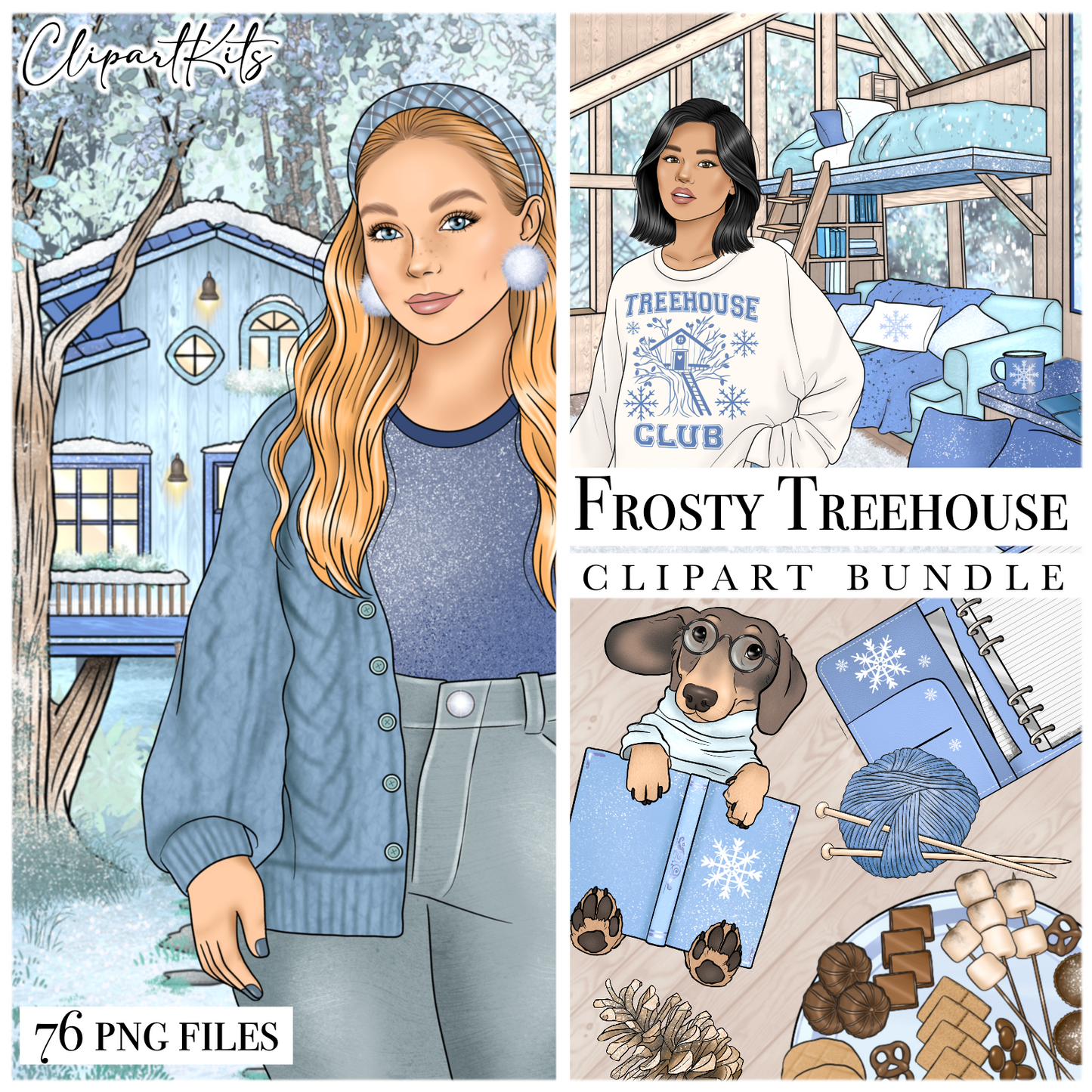 Frosty Treehouse | Complete Clipart Set