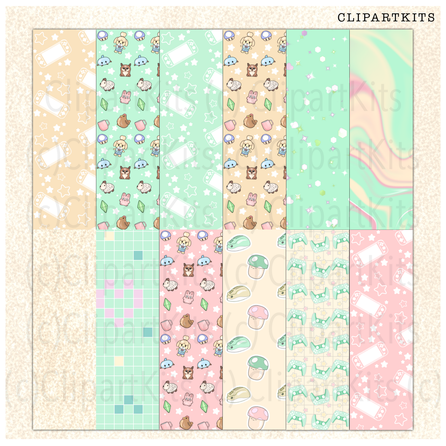 Cozy Gamer GREEN | Complete Clipart Set