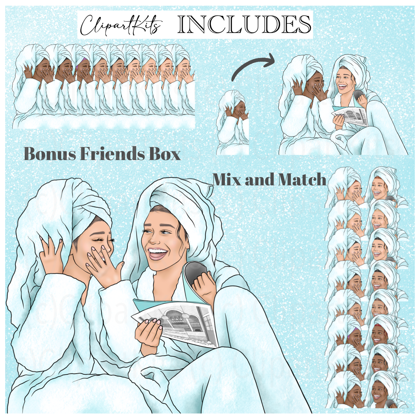 Snowy Spa Day | Complete Clipart Set