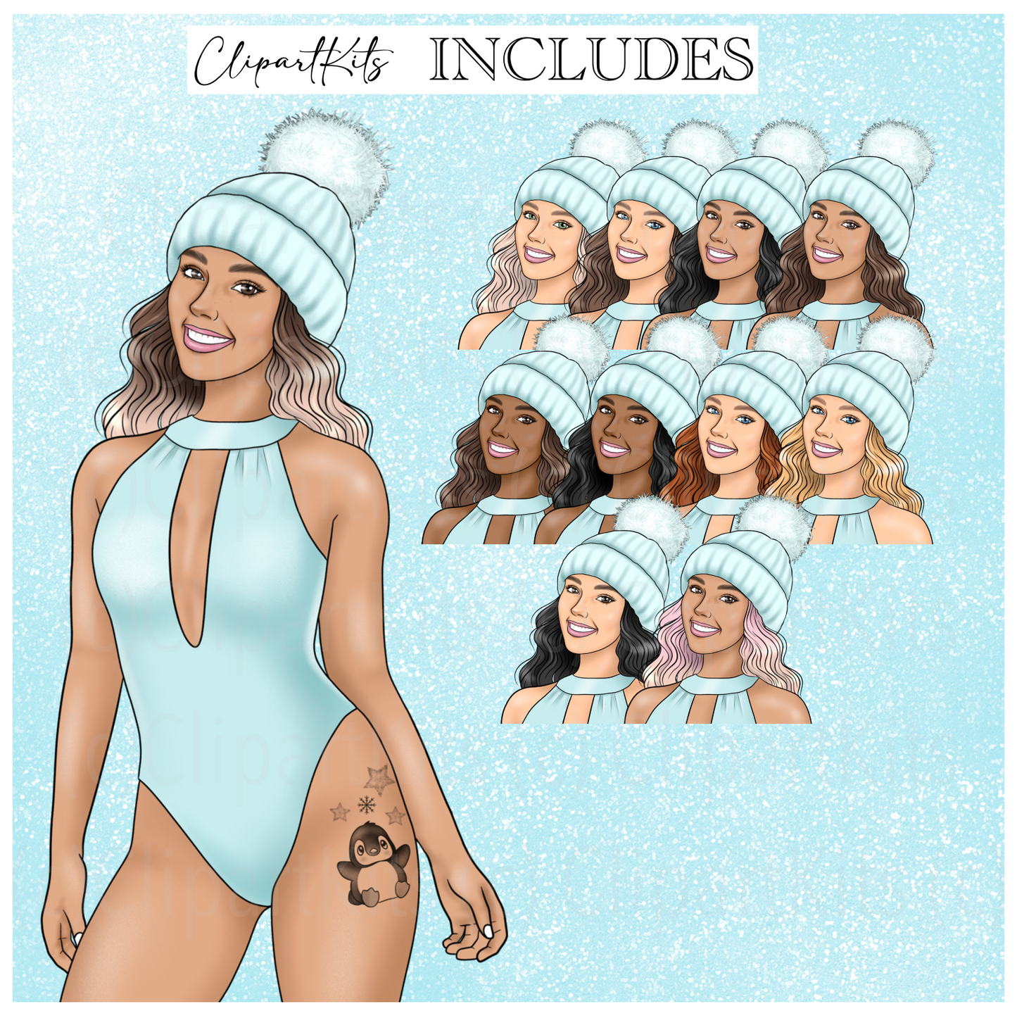 Snowy Spa Day | Complete Clipart Set