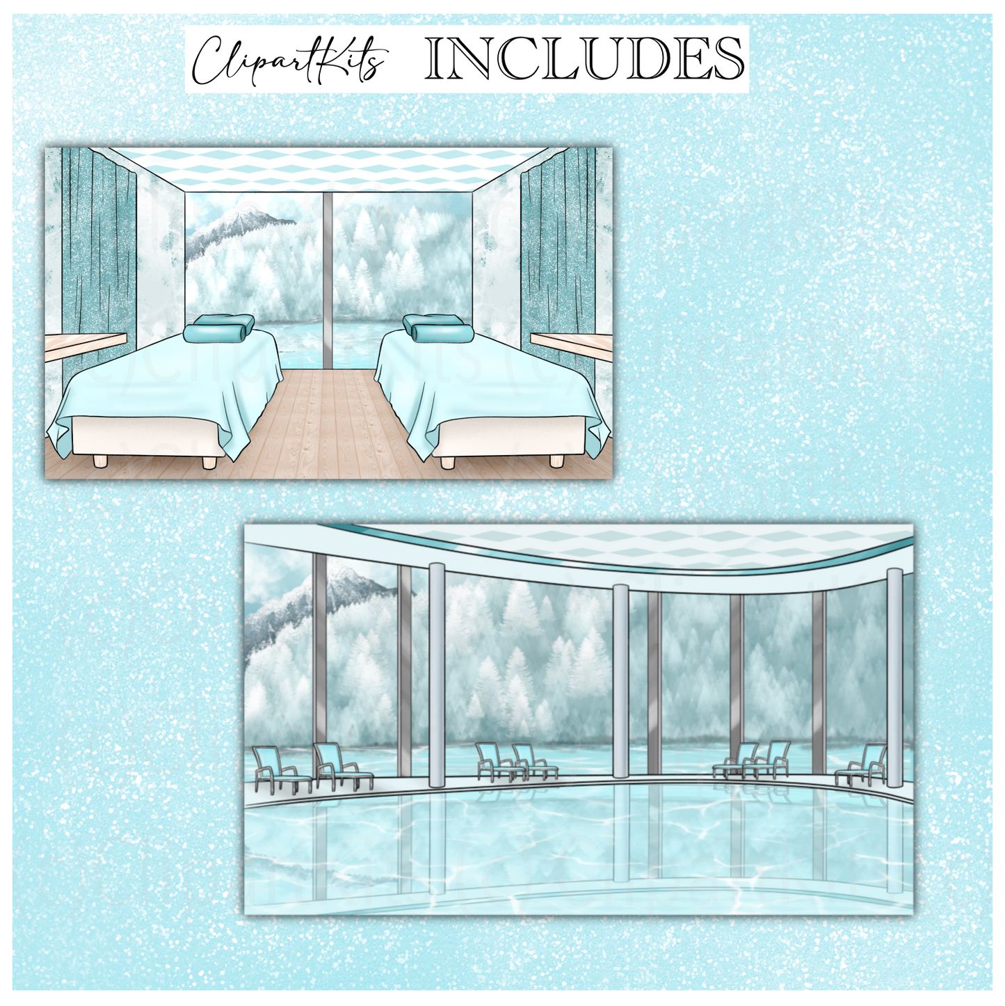 Snowy Spa Day | Complete Clipart Set