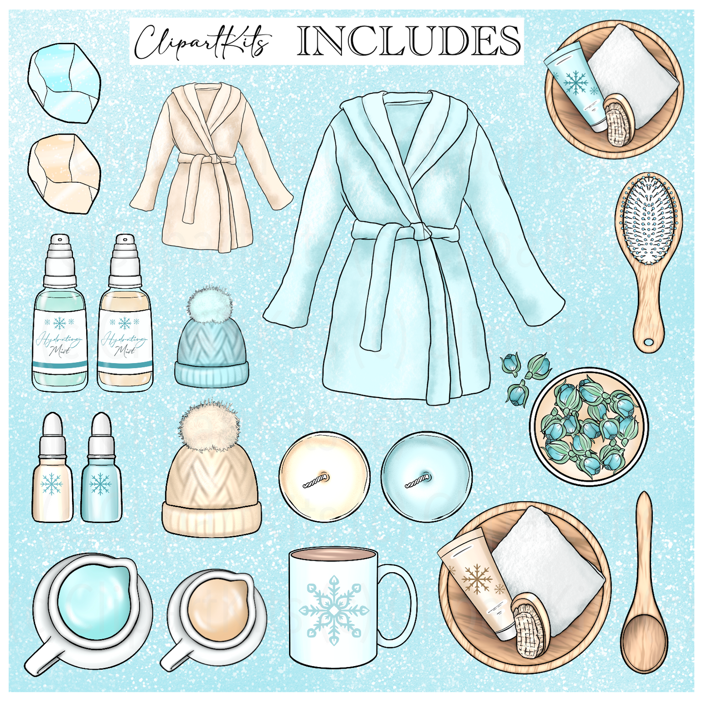 Snowy Spa Day | Complete Clipart Set