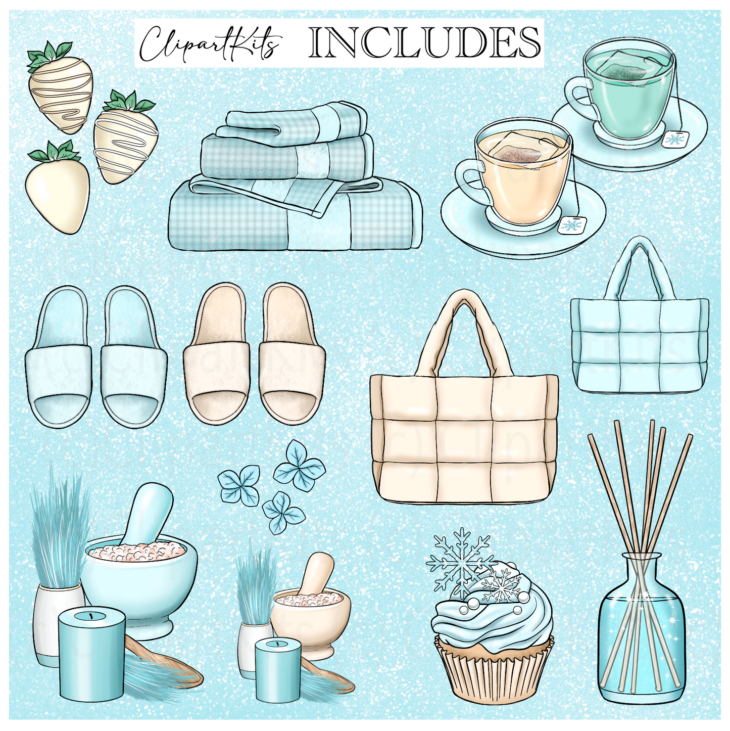 Snowy Spa Day | Complete Clipart Set