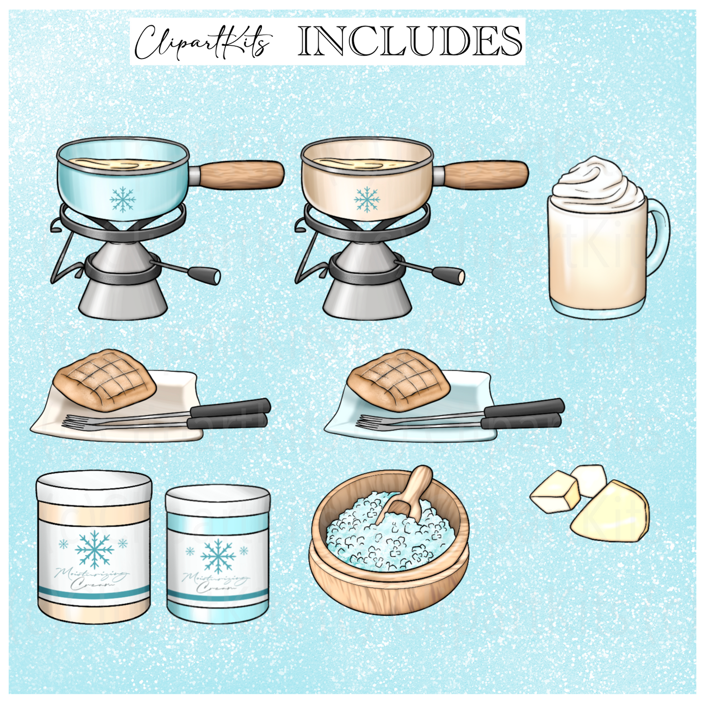 Snowy Spa Day | Complete Clipart Set