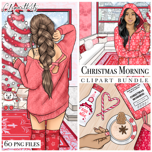 Christmas Morning RED | Complete Clipart Set