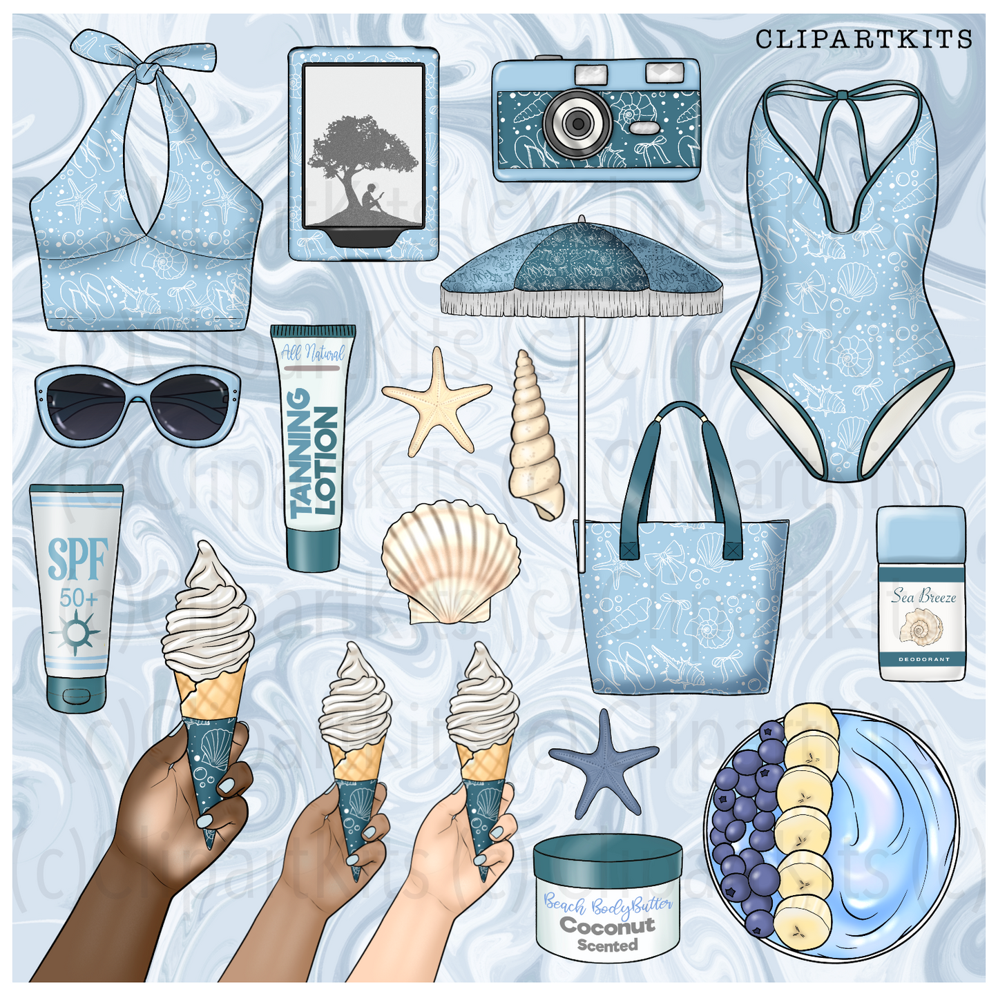 Coastal Escape | Complete Clipart Set
