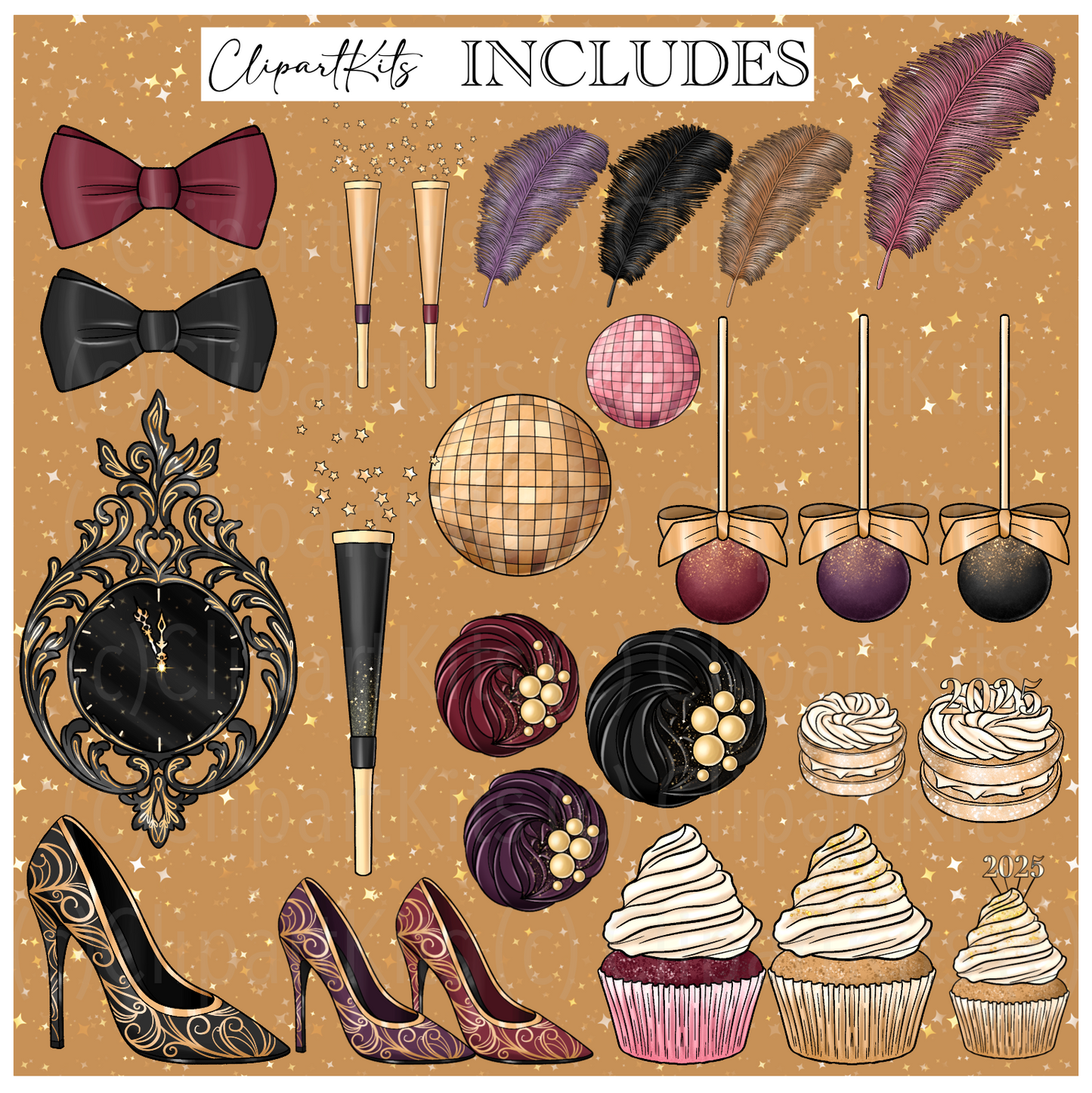 Masquerade NYE | Complete Clipart Set