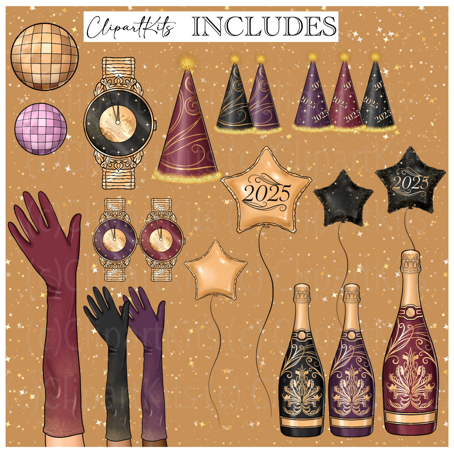 Masquerade NYE | Complete Clipart Set