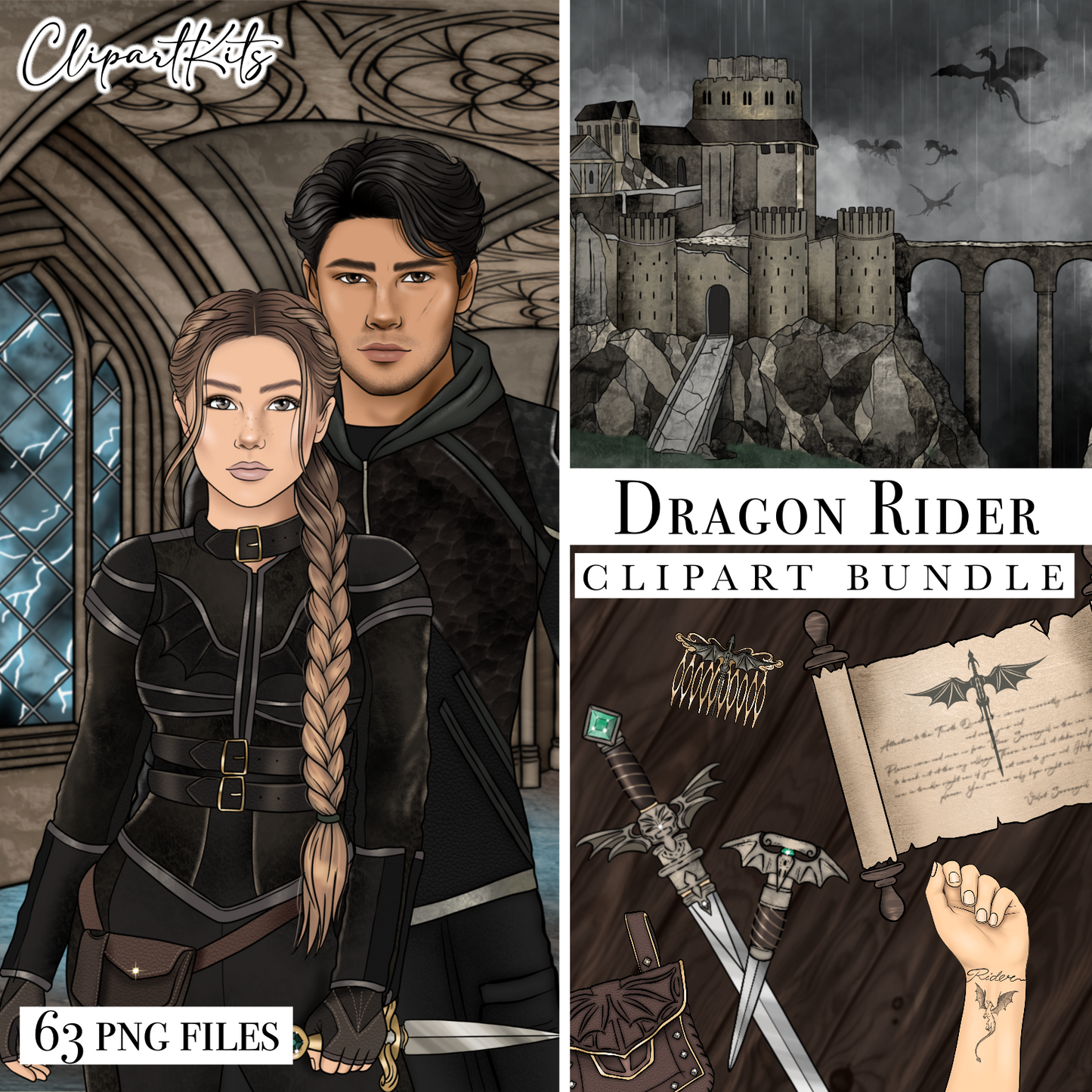 Dragon Rider | Complete Clipart Set