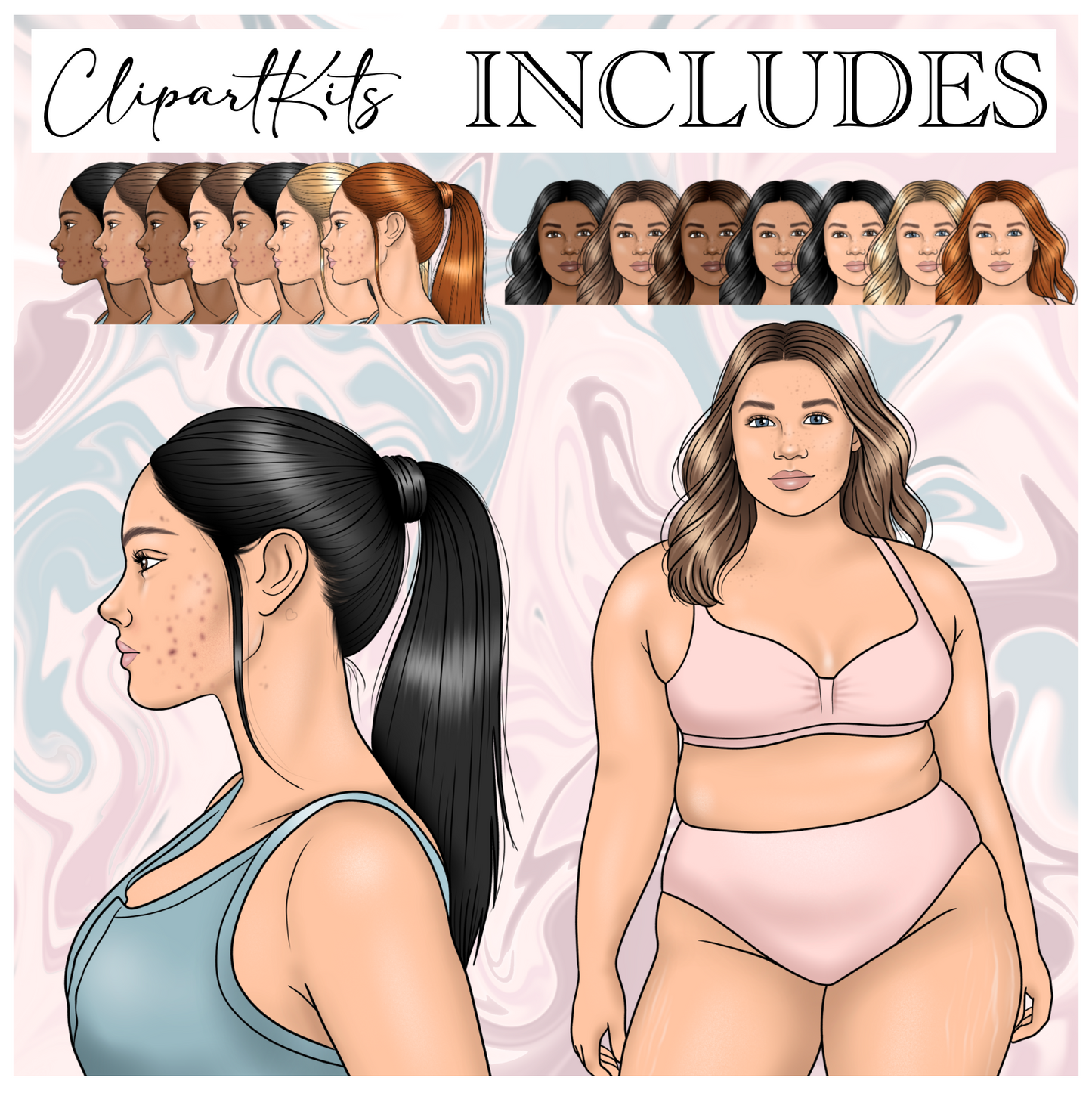 Perfectly Imperfect - Body Positivity/Self-love | Complete Clipart Set