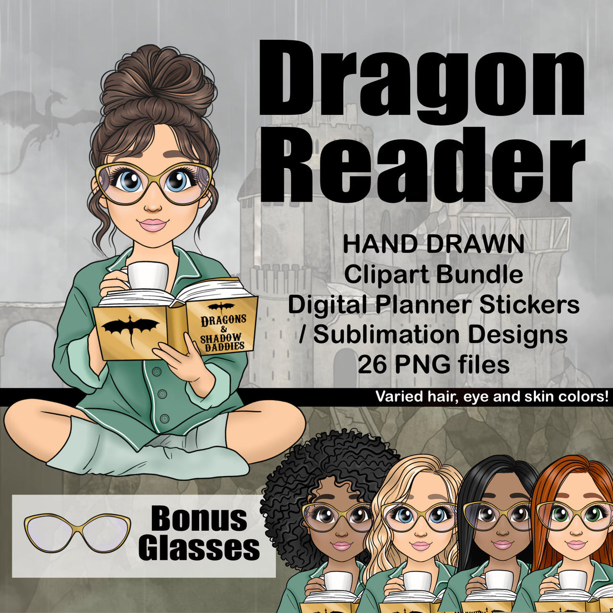 Dragon Romantasy Reader Book Girl